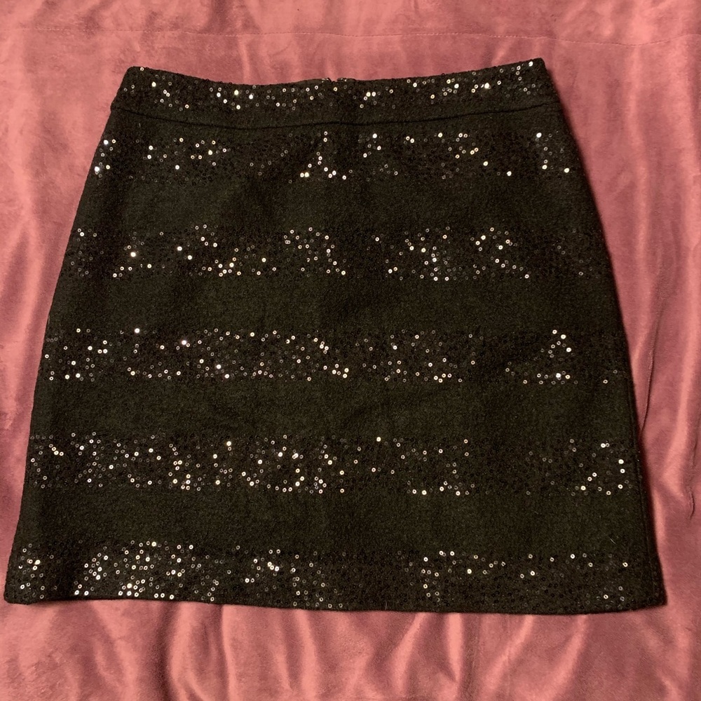 Loft Black Striped Sparkly Miniskirt